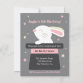 魔法の帽子の星の子供の誕生日のパーティーのかわいいバニー 招待状 (正面)