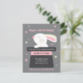 魔法の帽子の星の子供の誕生日のパーティーのかわいいバニー 招待状 (スタンド正面)