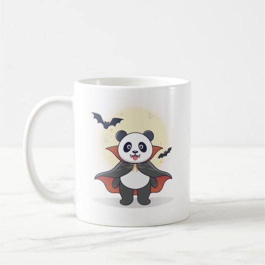 魔法の帽子をかぶったパンダのウィザード コーヒーマグカップ (左)