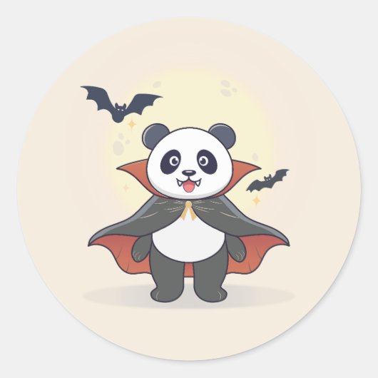 魔法の帽子をかぶったパンダのウィザード ラウンドシール (正面)