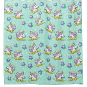 魔法の幸せな一角獣と星 シャワーカーテン (正面)