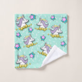 魔法の幸せな一角獣と星 バスタオルセット (ウォッシュタオル)