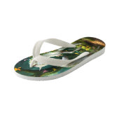 魔法の庭に白いピクシーのファンタジーの馬 キッズビーチサンダル (アングル)