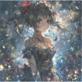 魔法の庭のファンタジーアニメ少女 シール (正面)