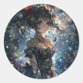 魔法の庭のファンタジーアニメ少女 ラウンドシール (正面)