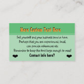 魔法の庭のベビーシッターをする育児のデイケア 名刺 (裏面)