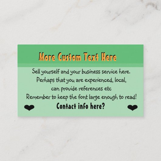 魔法の庭のベビーシッターをする育児のデイケア 名刺 (裏面)