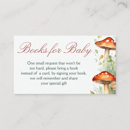 魔法の庭の妖精の赤ちゃんシャワー本のリクエスト エンクロージャーカード (正面)