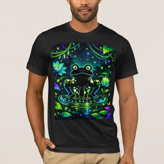 魔法の庭の月夜のカエルTシャツ Tシャツ