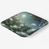 魔法の庭の白いバラ ペーパープレート (傾斜あり)