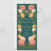 魔法の庭園での結婚式 Save the Date 緑 招待状 (正面)