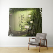 魔法の庭園の森のオークの木のパーティー背景 タペストリー (インサイチュ(横))