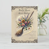 魔法の庭園の魔女のほうき ブライダルシャワー 招待状 (スタンド正面)