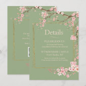 魔法の庭園 セージグリーンとピンクの桜 エンクロージャーカード (正面/裏面)