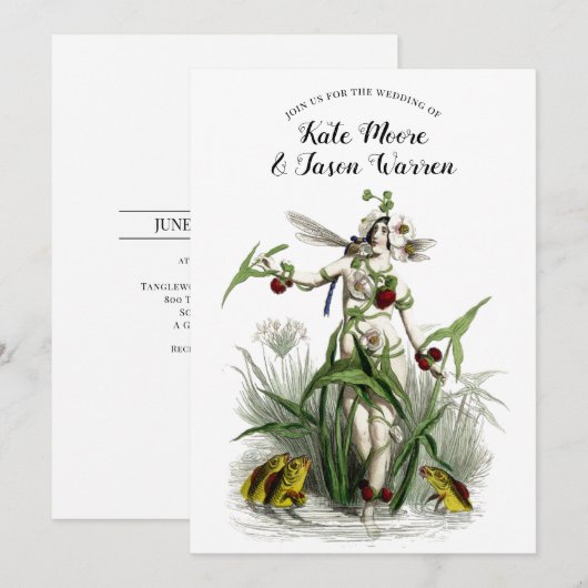 魔法の庭園 バーガンディー ウェディング 招待状 (正面/裏面)