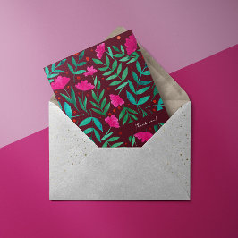 魔法の庭園 – マゼンタとグリーンのサンキューカード シーズンカード