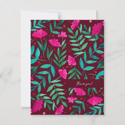 魔法の庭園 – マゼンタとグリーンのサンキューカード シーズンカード (正面)