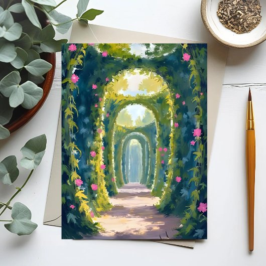 魔法の庭園|花の門絵画 ポストカード