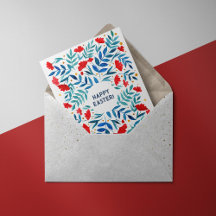 魔法の庭 – 赤とターコイズイースターカード