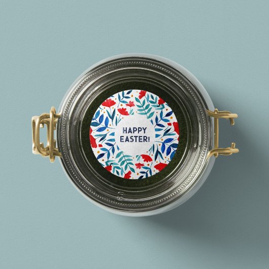 魔法の庭 – 赤とターコイズイースターステッカー ラウンドシール