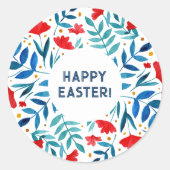 魔法の庭 – 赤とターコイズイースターステッカー ラウンドシール (正面)