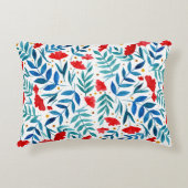 魔法の庭 – 赤とターコイズ アクセントクッション (正面)