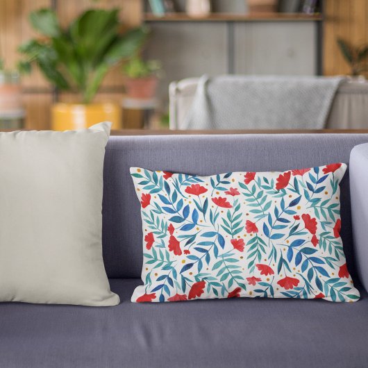 魔法の庭 – 赤とターコイズ アクセントクッション