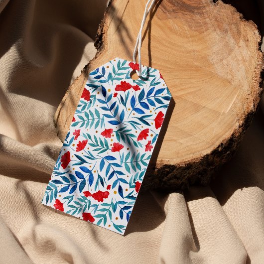 魔法の庭 – 赤とターコイズ ギフトタグ
