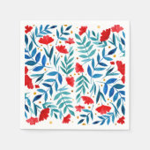 魔法の庭 – 赤とターコイズ スタンダードカクテルナプキン (正面)