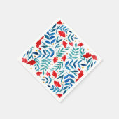 魔法の庭 – 赤とターコイズ スタンダードカクテルナプキン (角)