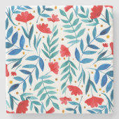 魔法の庭 – 赤とターコイズ ストーンコースター (正面)