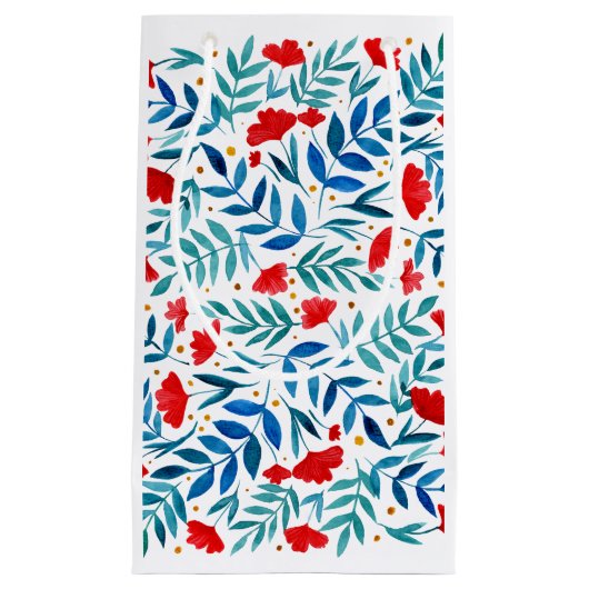 魔法の庭 – 赤とターコイズ スモールペーパーバッグ (正面)