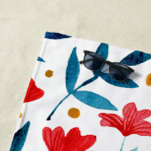 魔法の庭 – 赤とターコイズ ビーチタオル (インサイチュ)