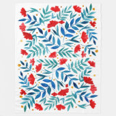 魔法の庭 – 赤とターコイズ。 フリースブランケット (正面)