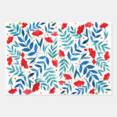 魔法の庭 – 赤とターコイズ ラッピングペーパーシート (正面2)