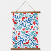 魔法の庭 – 赤とターコイズ 吊り下げ型タペストリー (正面)