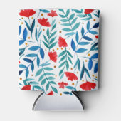 魔法の庭 – 赤とターコイズ 缶クーラー (正面)