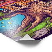 魔法の彫刻されたツリーハウスポスター フォトプリント (角)