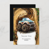 魔法の怪物トラックの子供の誕生日 サンキューカード (正面/裏面)