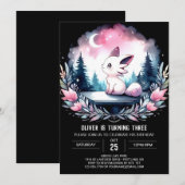 魔法の愛らしい猫誕生日 招待状 (正面/裏面)