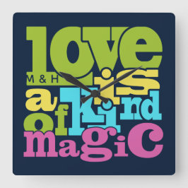 魔法の愛カスタムのモノグラムの壁時計 スクエア壁時計