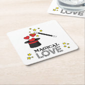 魔法の愛 – 黒 スクエアペーパーコースター (アングル)