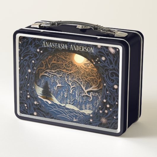 魔法の懐かしい冬の森 メタルランチボックス (裏面)