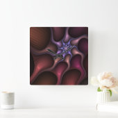 魔法の成長モダン抽象芸術カラフルフラクタル スクエア壁時計 (ホーム)