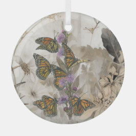 魔法の手の色彩の鮮やか（昆虫）オオカバマダラ、モナーク蝶 ガラスオーナメント