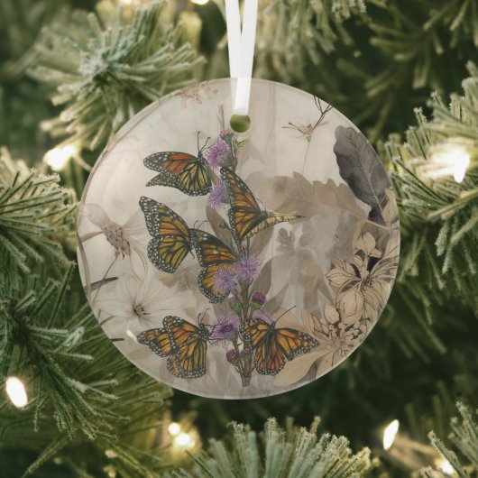 魔法の手の色彩の鮮やか(昆虫)オオカバマダラ、モナーク蝶 ガラスオーナメント (インサイチュ)