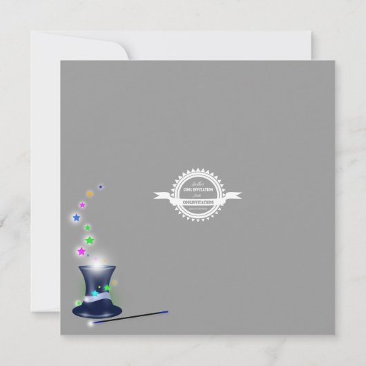 魔法の手品師の帽子の誕生日のパーティの招待状 招待状 (裏面)