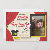 魔法の手品師年齢の誕生会の写真の招待 招待状 (正面)