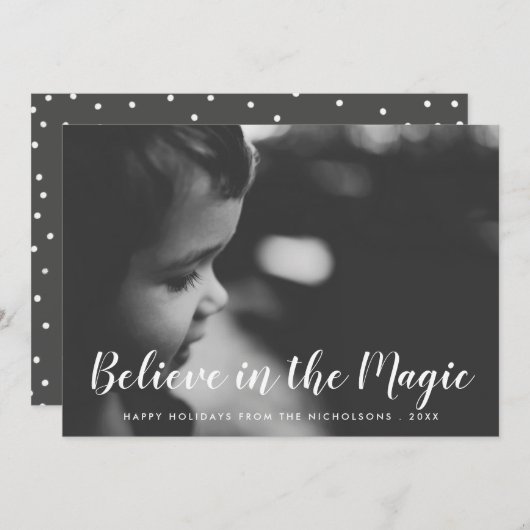 魔法の手書きの休日の写真で信じて下さい シーズンカード (正面/裏面)