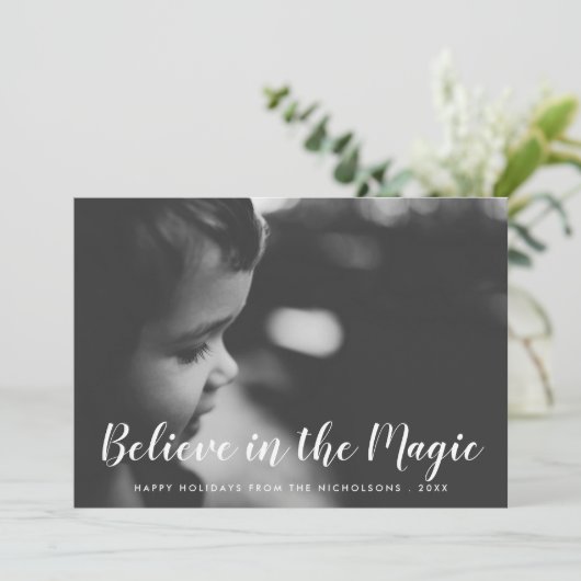 魔法の手書きの休日の写真で信じて下さい シーズンカード (スタンド正面)